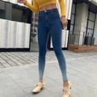 High Waist Gradient Fitted Jeans