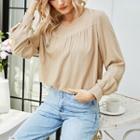 Long Sleeve Ruched Loose-fit Top