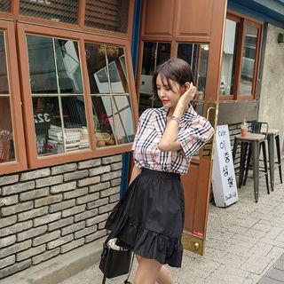 Ruffle-hem A-line Wrap Miniskirt