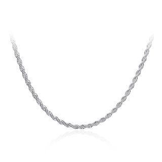Fashion Simple 3mm Twisted Rope Necklace 50cm Silver - One Size