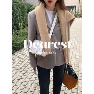 Single-breasted Herringbone Wool Blend Jacket One Size
