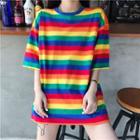 Rainbow Striped Short-sleeve T-shirt
