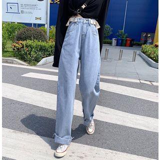 Buckled Wide-leg Jeans
