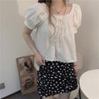 Puff Short-sleeve Top / A-line Skirt