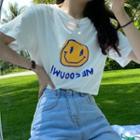 Short-sleeve Graphic Print T-shirt As Shown In Figure - One Size
