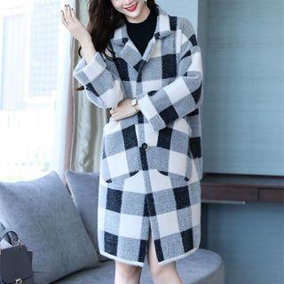 Plaid Long Coat Black - One Size