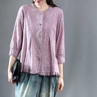 3/4-sleeve Buttoned Blouse