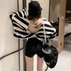 Long-sleeve Striped Open-back T-shirt