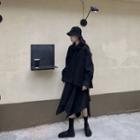 Tie Neck Shirt / Midi A-line Skirt