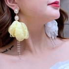 Faux Pearl Fabric Petal Fringed Dangle Earring As Shown In Figure - One Size