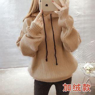Fleece-lined Hooded Knit Top