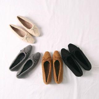 Beribboned Sherpa-fleece Flats