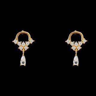 Rhinestone Stud Earring 1 Pair - C - 292 - Silver Rhinestone - Gold - One Size