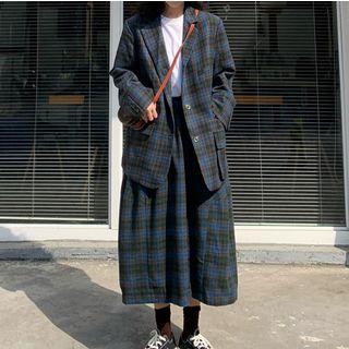 Plaid Blazer / Midi Skirt / Shirt