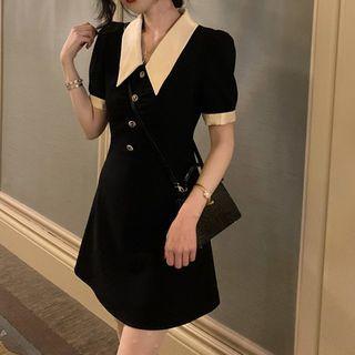 Short-sleeve Contrast Collar A-line Dress (various Designs)