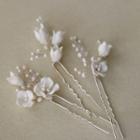 Set Of 3: Faux Pearl Flower Hair Stick