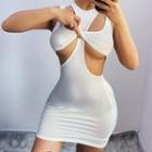 Set: Crop Tank Top + Sleeveless Cutout Mini Dress