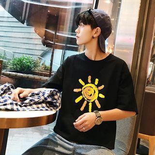 Sun Print Elbow Sleeve T-shirt