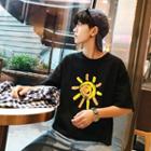 Sun Print Elbow Sleeve T-shirt