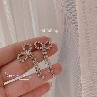 Rhinestone Bow Dangle Earring 1 Pair - Rhinestone Bow Dangle Earring - One Size