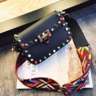 Studded Patterned Strap Crossbody Bag