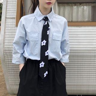 Set: Elbow-sleeve Shirt + Tie
