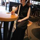 Sleeveless Gathered Waist A-line Midi Dress