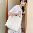 Flower Embroidered Canvas Tote Bag (various Designs)