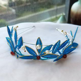 Retro Leaf Headband 1pc - Blue - One Size