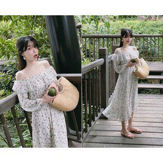 Off-shoulder Floral Print Long Dress