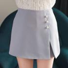 Wrap-front Faux-pearl Mini Skort