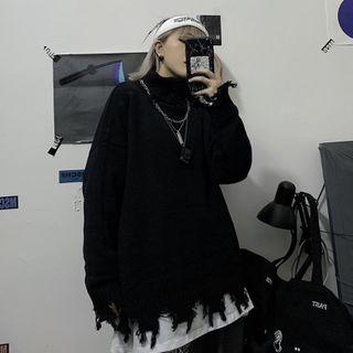 Ripped Turtleneck Sweater