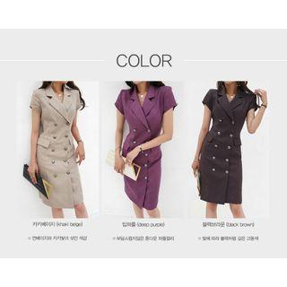Double-breasted Midi Linen Dress