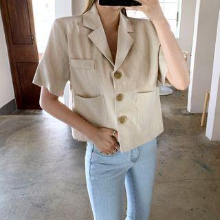 Short-sleeve Linen Short Blazer