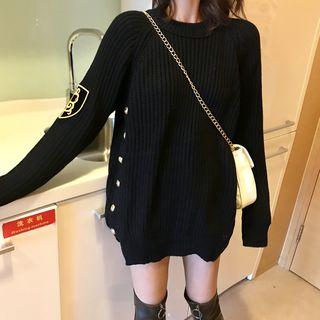 Plain Loose-fit Sweater As Figure - One Size