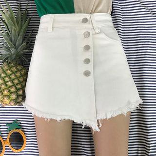 Fringed Mini Denim Skort
