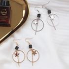 Wooden Cube Star & Hoop Dangle Earring