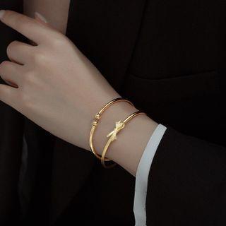 Bow / Bead Sterling Silver Bangle