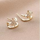Rhinestone Star Half-hoop Earring 1 Pair - Qr74 - Gold - One Size