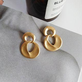 925 Sterling Silver Irregular Dangle Earring 1 Pair - S925 Silver - Studded Earring - Gold - One Size