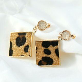 Leopard Print Square Drop Earring
