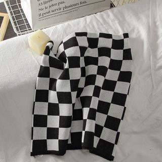 Check Mini Pencil Skirt Plaid - Black & White - One Size