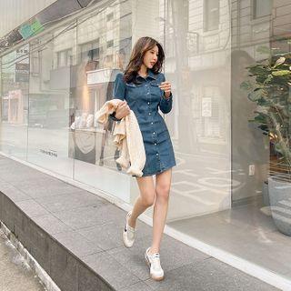 Fitted Denim Mini Shirtdress