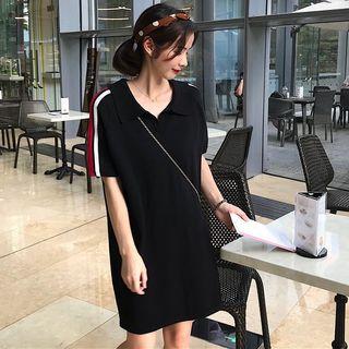 V-neck Striped Short-sleeve T-shirt Dress