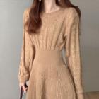 Long-sleeve Cable Knit Slim Fit Dress