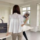 Puff-sleeve Pleat-back Shirt Ivory - One Size