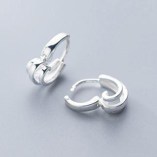 925 Sterling Silver Layered Open Ring 1 Pair - Huggy Earring - One Size
