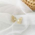 925 Sterling Silver Butterfly Stud Earring 1 Pair - As Shown In Figure - One Size