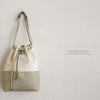 Drawcord Two-tone Bucket Bag Beige - One Size