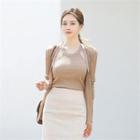 Set: V-neck Cardigan + Halter-neck Knit Top